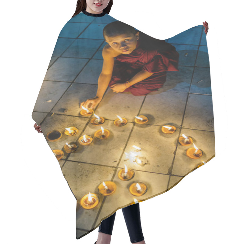 Personality  Little Monk Sitting Near Candles Ornament Hair Cutting Cape