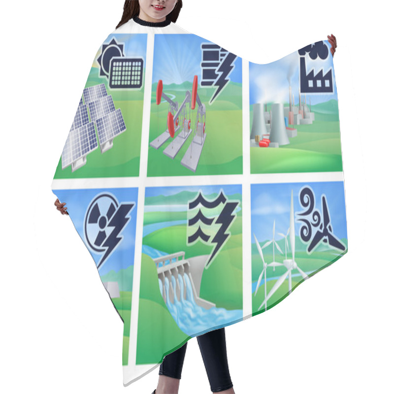 Personality  Power And Energy Icons Hair Cutting Cape