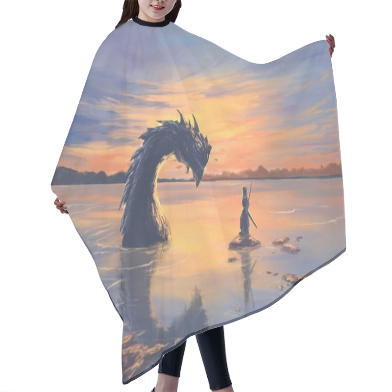 Personality  Fantasy Dragon In The Water Hair Cutting Cape