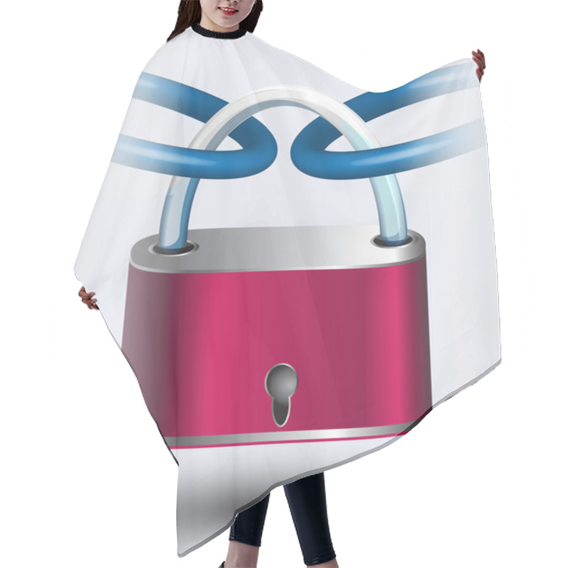 Personality  Pink Lock. Vector Illustration. Hair Cutting Cape