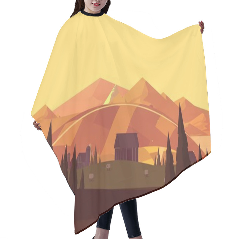 Personality  Sunset Evening Farmland Cartoon Landscape Hair Cutting Cape