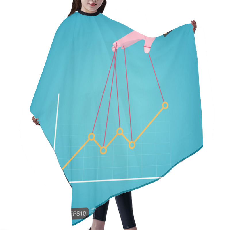 Personality  Businessman Hand Controlling Chart Graphic Vector Illustration. Flat Style Design Hair Cutting Cape