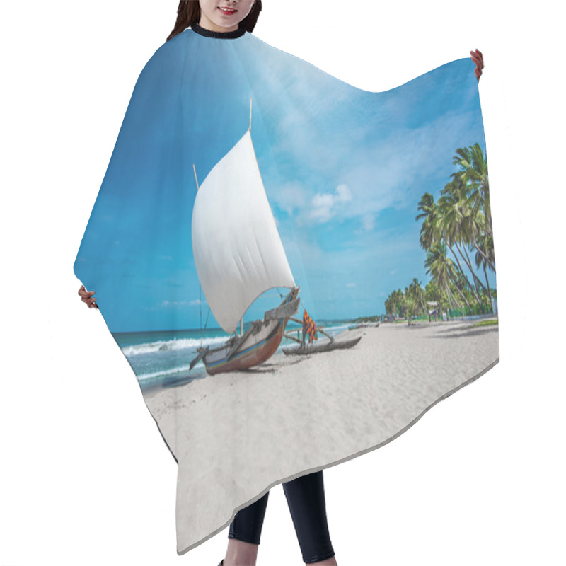 Personality  Boat On Beautiful Beach Hair Cutting Cape