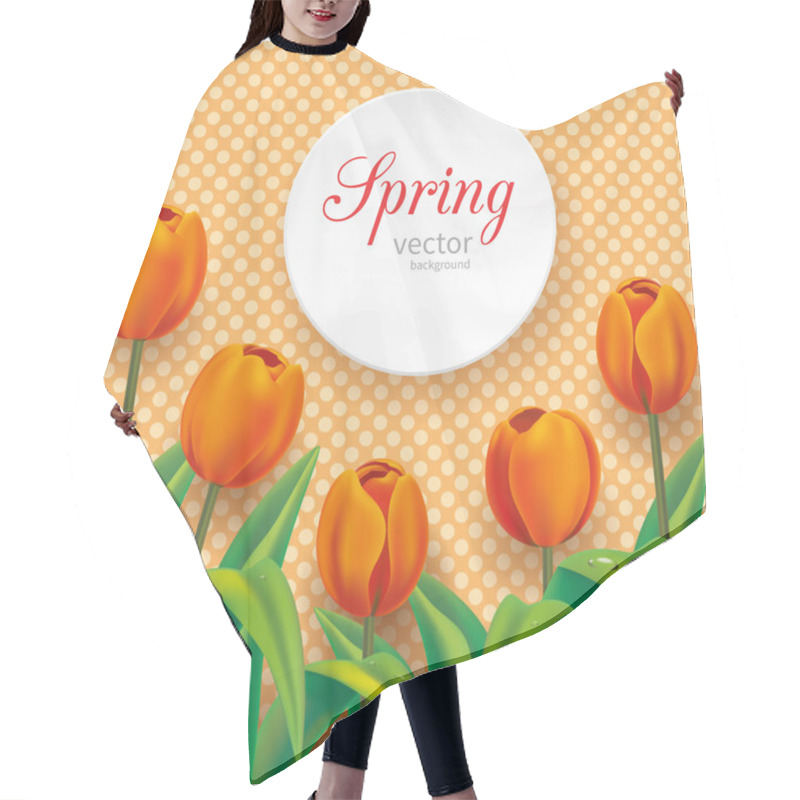 Personality  Orange Tulips On Polka Dots Background Hair Cutting Cape