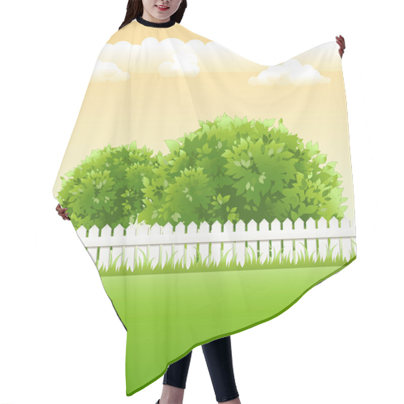 Personality  Summer Garden With Tree, Flower And Light Railing Hair Cutting Cape