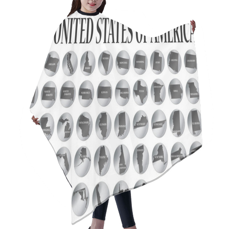 Personality  50 United States Coins Hair Cutting Cape