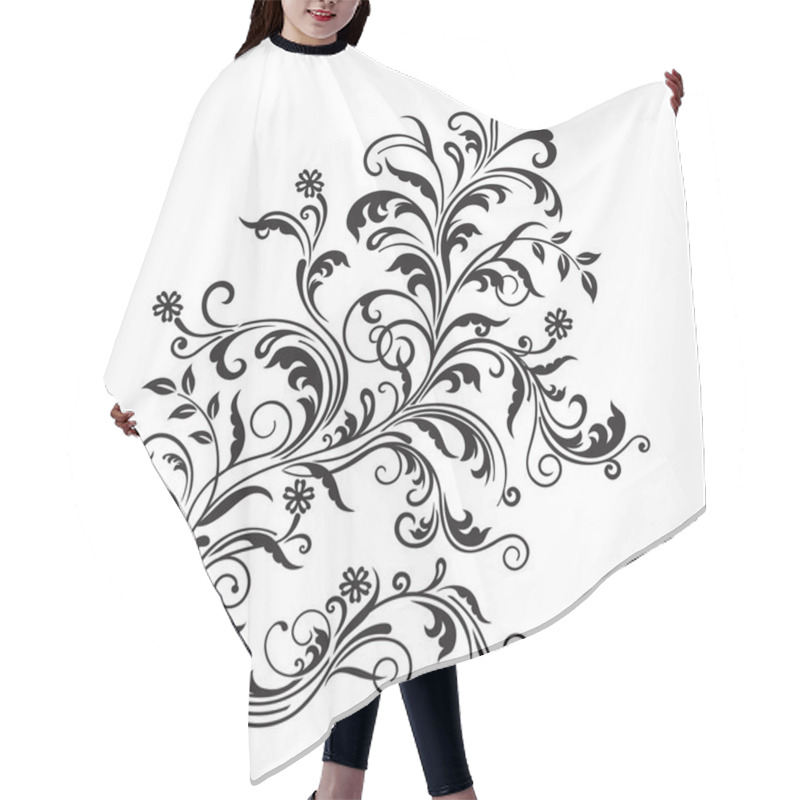 Personality  Black Floral Ornament Isolated Hair Cutting Cape