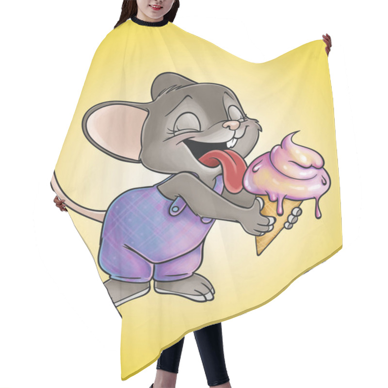 Personality  Mouse With An Ice-cream Hair Cutting Cape