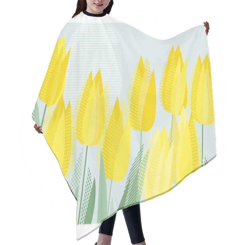 Personality  Yellow Decorative Tulip Floral Header Template Hair Cutting Cape