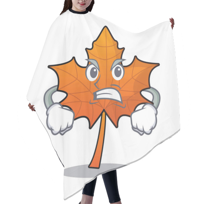 Personality  Angry Red Maple Leaf Mascot Cartoon Vector Illustration Hair Cutting Cape