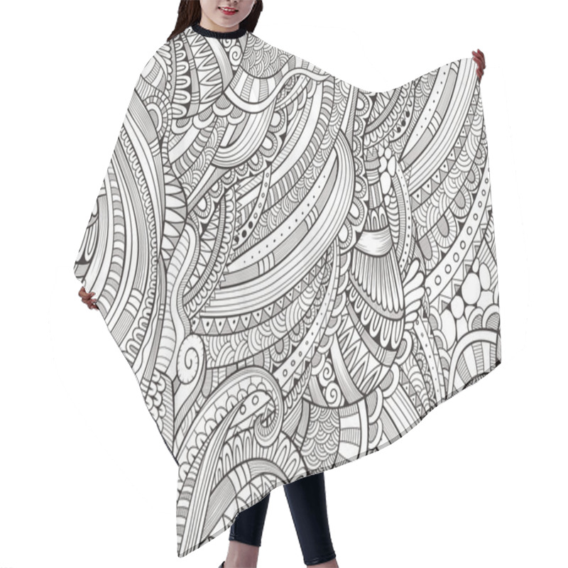 Personality  Abstract Sketchy Doodles Hand Drawn Ethnic Pattern Hair Cutting Cape