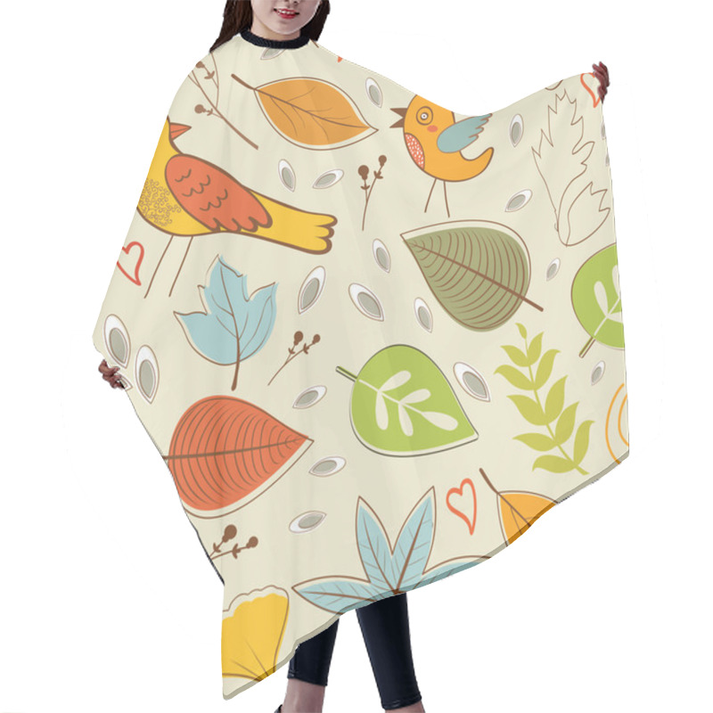 Personality  Autumn Pattern With Birds, Flowers And Leaves Hair Cutting Cape