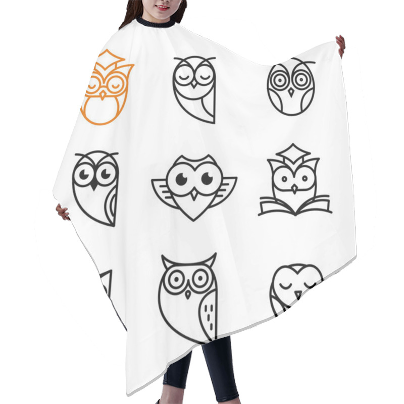 Personality  Owl Outline Icons Collection Hair Cutting Cape