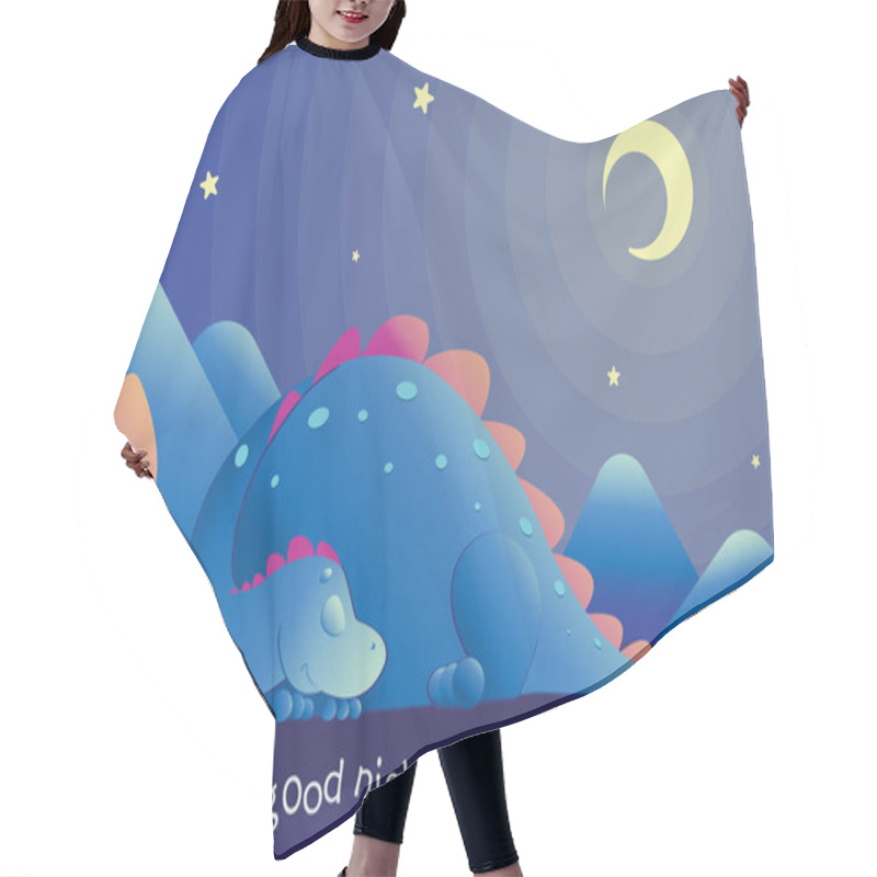 Personality  Vector Illustration Of Cute Sleeping Dragon With Moon And Stars. Isolated Objects. Hair Cutting Cape