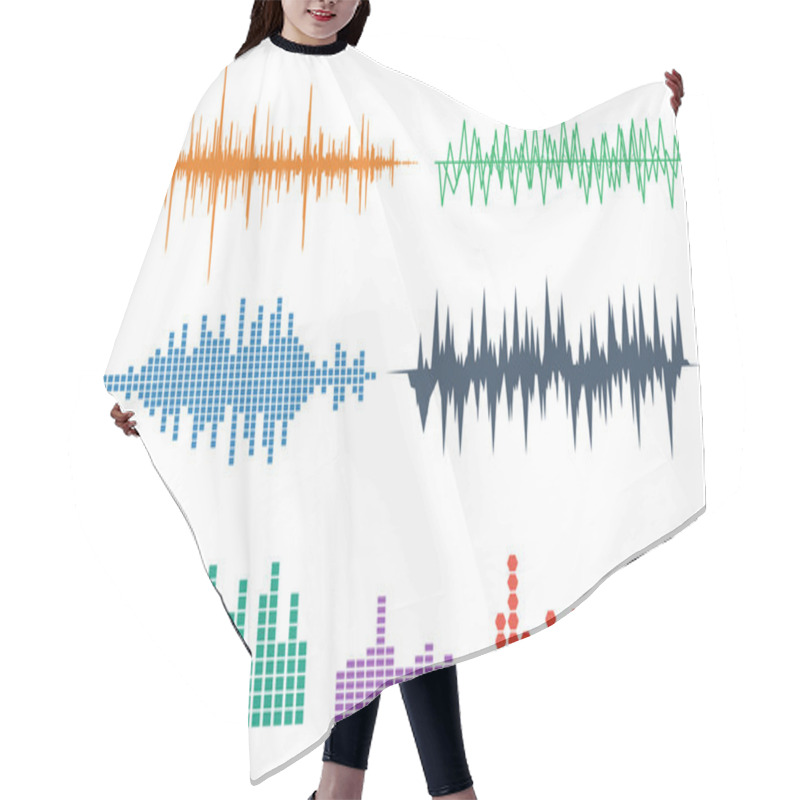 Personality  Music Soundwave Icons Set. Hair Cutting Cape