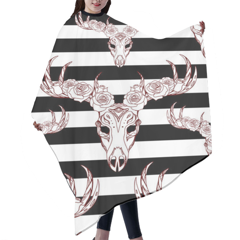 Personality  Seamless Texture With Deer Skulls Hair Cutting Cape