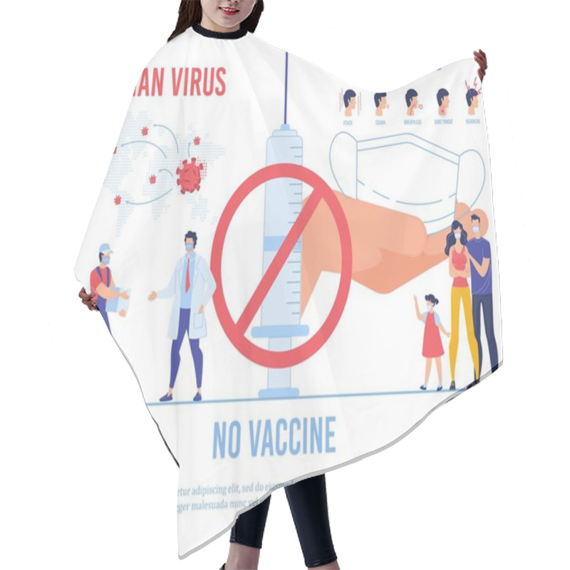 Personality  No Vaccine Against Wuhan Virus Warning Poster Hair Cutting Cape