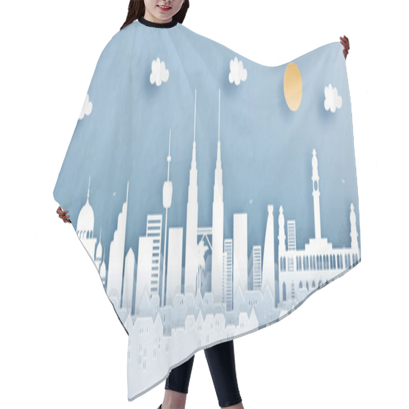 Personality  Panorama Travel Postcard Of World Famous Landmarks Of Malaysia In Paper Cut Style Vector Illustration Hair Cutting Cape