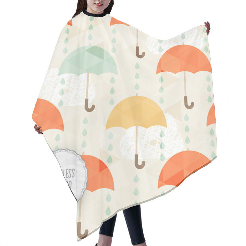 Personality  Seamless Pattern With Umbrella And Rain. Hair Cutting Cape