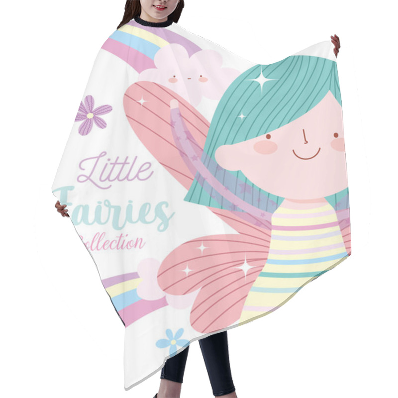 Personality  Little Fairy Princess Tale Cartoon Rainbow Clouds Flowers Hair Cutting Cape