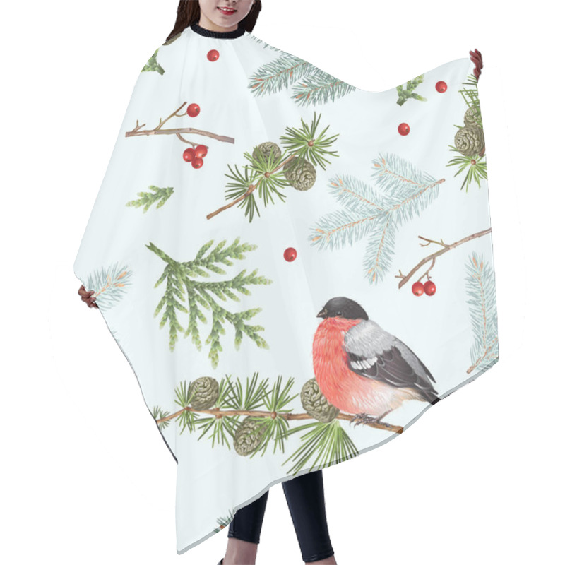 Personality  Winter Bullfinch Pattern Hair Cutting Cape