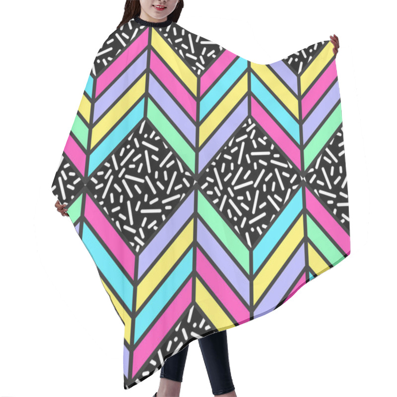 Personality  Seamless Geometric Pattern In 80s Style Hair Cutting Cape