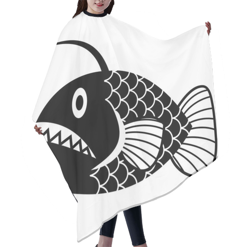 Personality  Stylish Cartoon Angler Fish Isolated On White Background Hair Cutting Cape