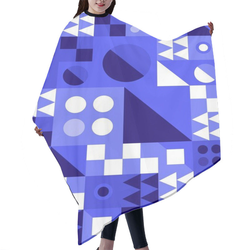 Personality  Abstract Geometric Design Featuring Various Blue Shapes And Patterns. Hair Cutting Cape