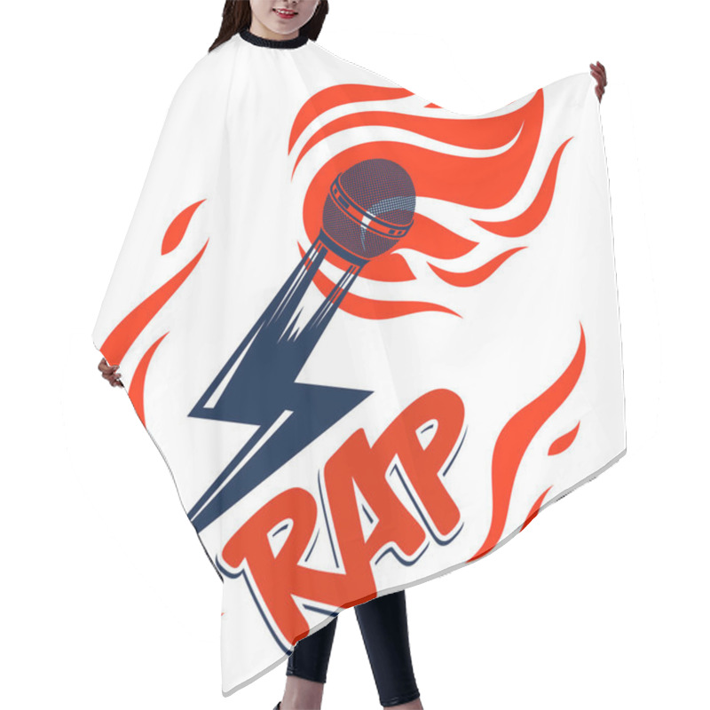 Personality  Rap Music Vector Logo Or Emblem With Microphone In A Shape Of Li Hair Cutting Cape