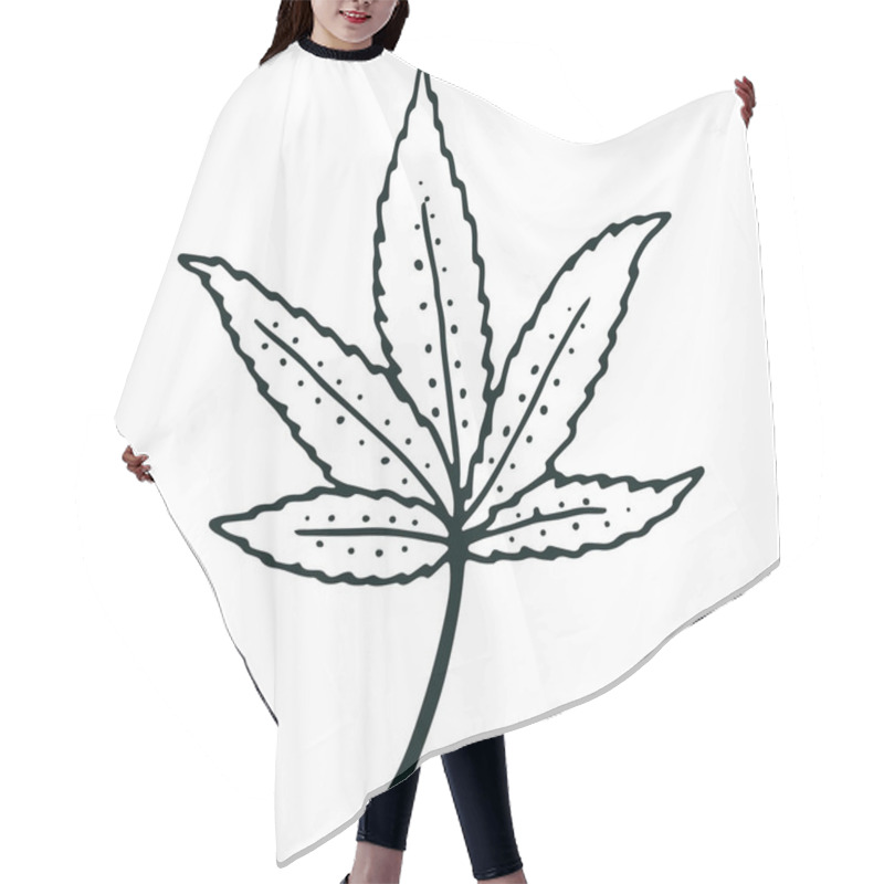 Personality  Hand Drawn Cannabis Leaf Isolated On White Hair Cutting Cape