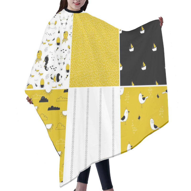 Personality  Sea Seamless Patterns Set Hair Cutting Cape