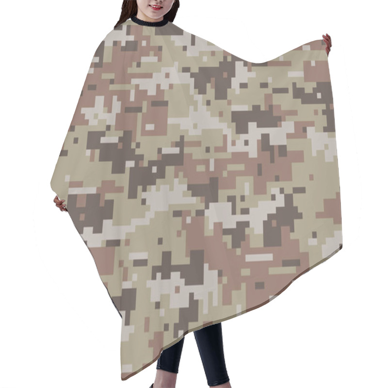 Personality  Camouflage Seamless Pattern. Military Print. Pixelated Digital Shapes. Hair Cutting Cape