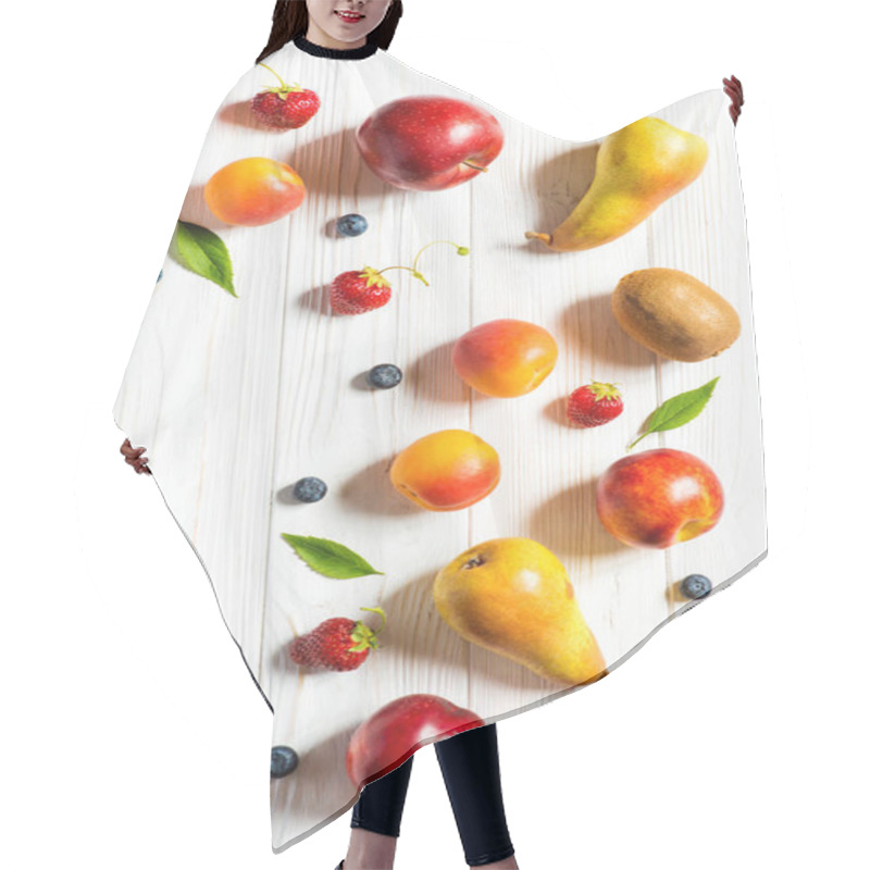 Personality  Fresh Fruits On White Background Hair Cutting Cape