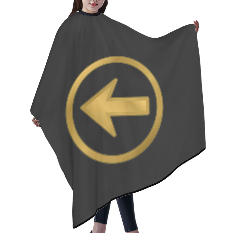 Personality  Back Navigational Arrow Button Pointing To Left Gold Plated Metalic Icon Or Logo Vector Hair Cutting Cape