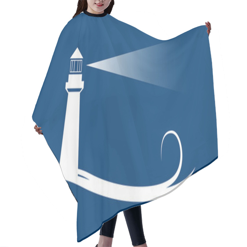 Personality  Vector Banner Lighthouse In Blue Background Hair Cutting Cape