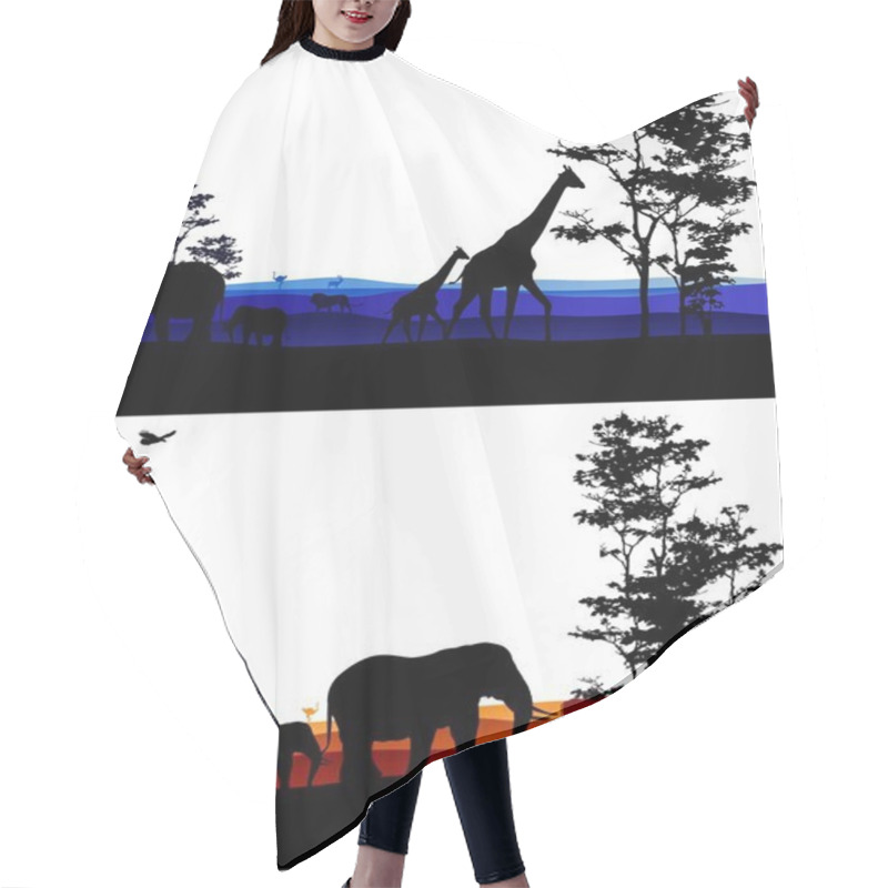 Personality  Silhouette Of Safari Animal Wildlife Hair Cutting Cape