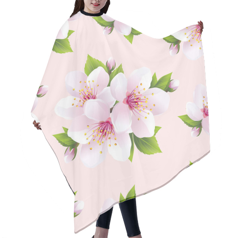 Personality  Beautiful Seamless Pattern With Flowers Sakura Hair Cutting Cape