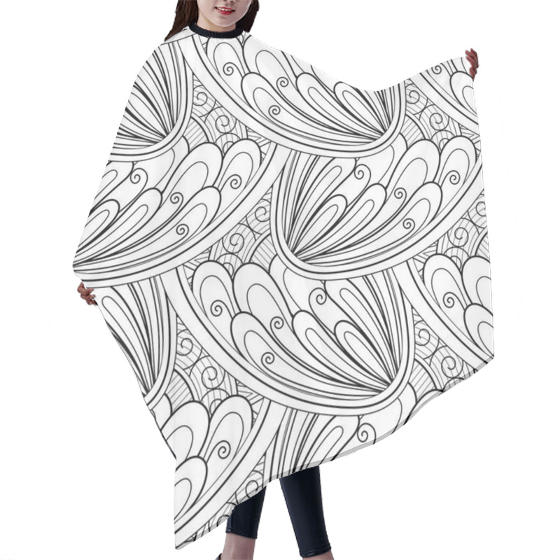 Personality  Monochrome Seamless Pattern With Ethnic Motifs, Vector, Illustration Hair Cutting Cape