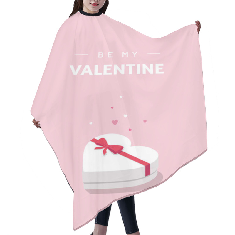 Personality  Be My Valentine. Cute Isometric Greeting Card, Poster Or Banner Concept With Heart-shaped White Gift Box On Pink Background. - Vector Illustration Hair Cutting Cape