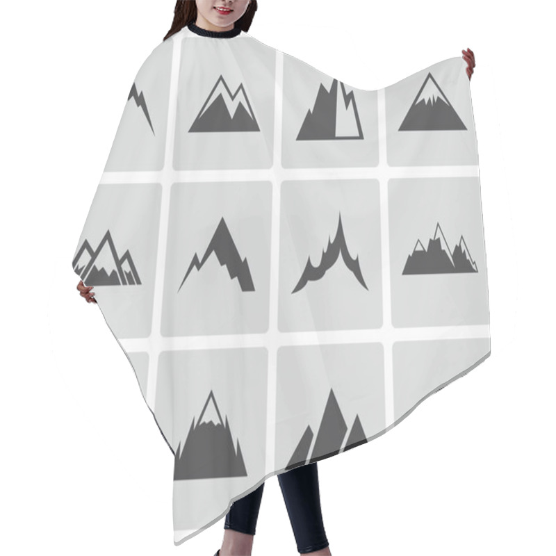 Personality  Vector Black Mountains Icons Set Hair Cutting Cape