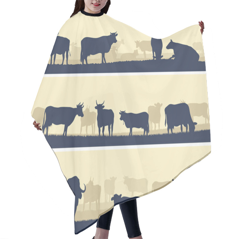 Personality  Horizontal Illustration Of Farm Pets. Hair Cutting Cape