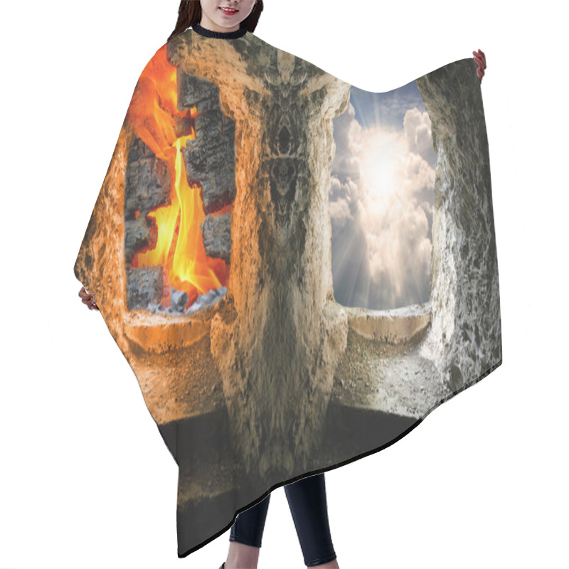 Personality  Two Gates To Heaven And Hell Hair Cutting Cape