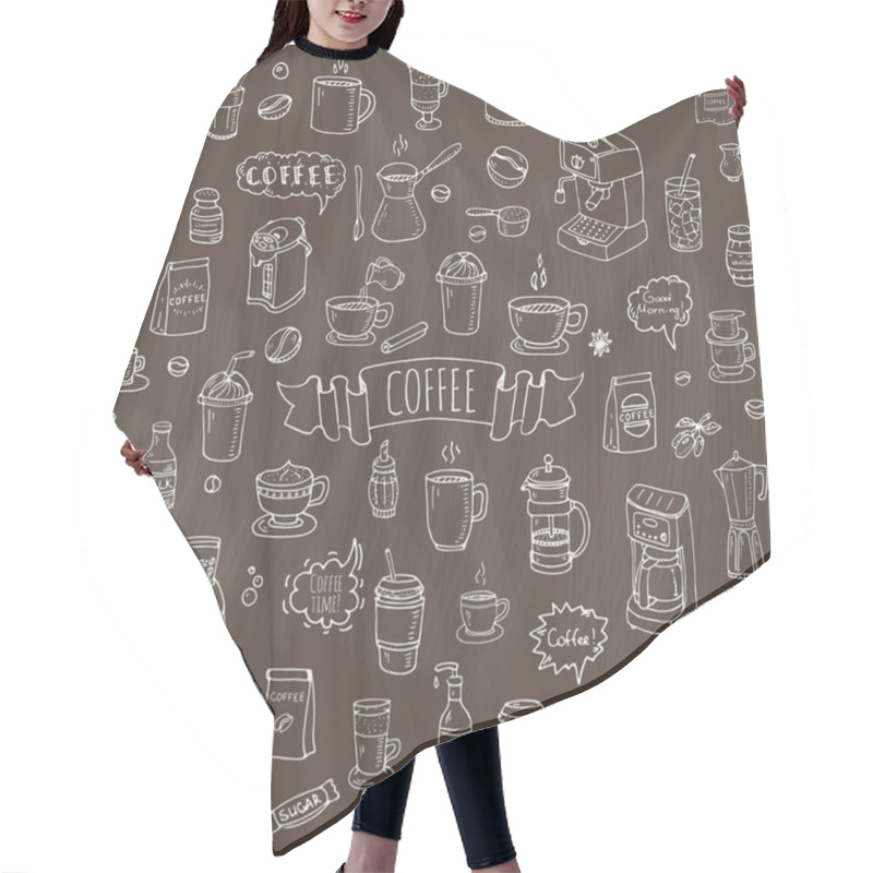 Personality  Coffee Icons Set Hair Cutting Cape