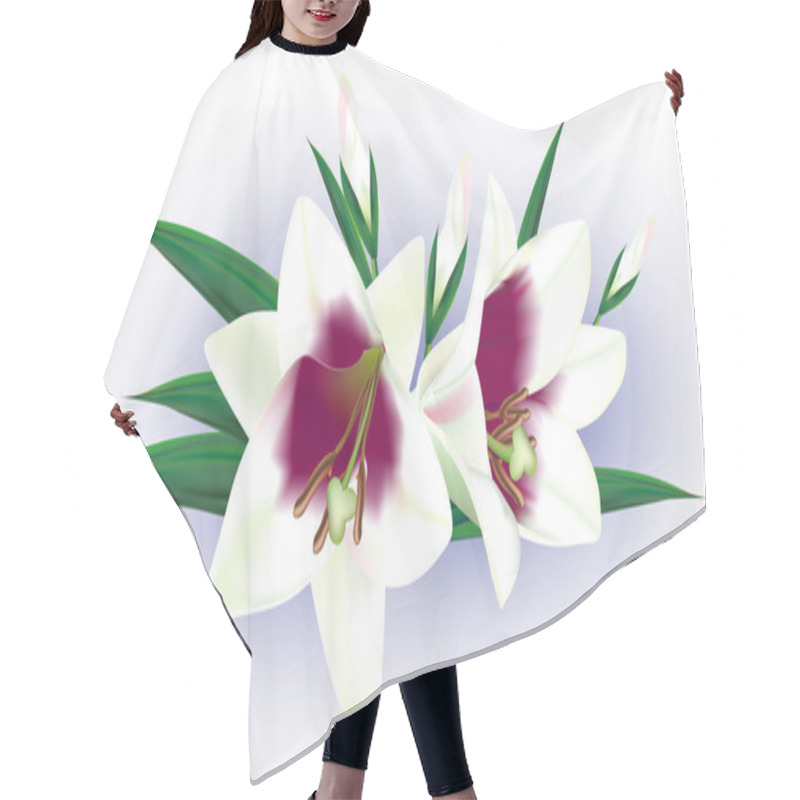 Personality  Detailed White Flowers Hair Cutting Cape