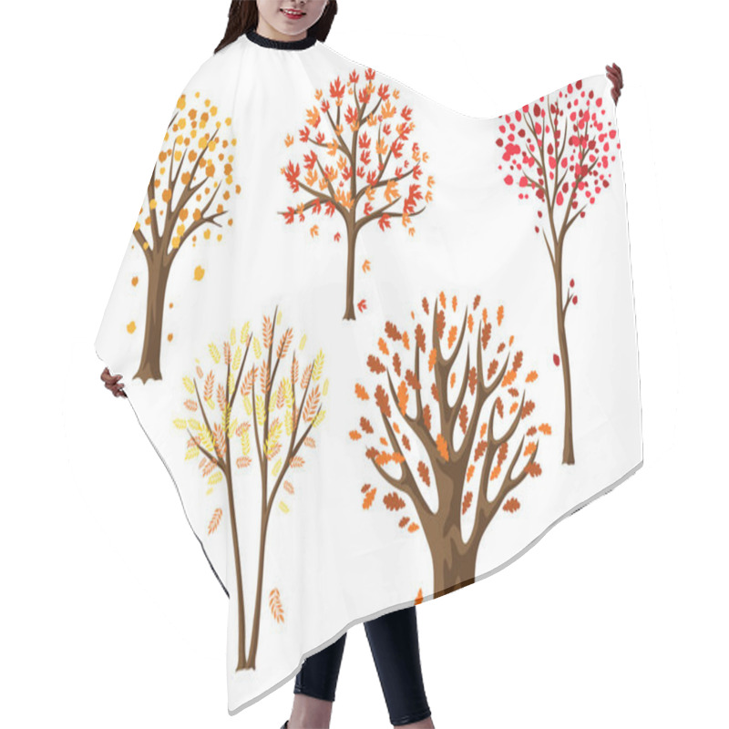 Personality  Set Of Autumn Abstract Stylized Trees. Natural Illustration. Hair Cutting Cape