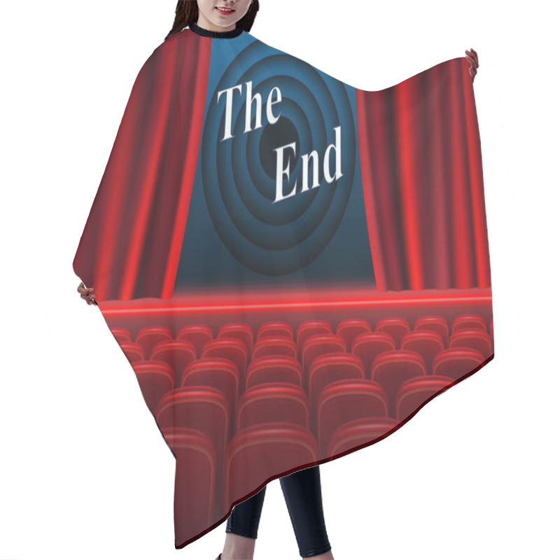 Personality  Scene Cinema The End Background. Realistic Cinema Hall Interior With Red Seats. Vector Illustration Hair Cutting Cape