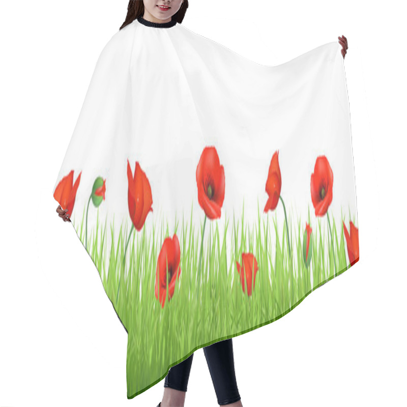 Personality  Red Poppy Border Hair Cutting Cape