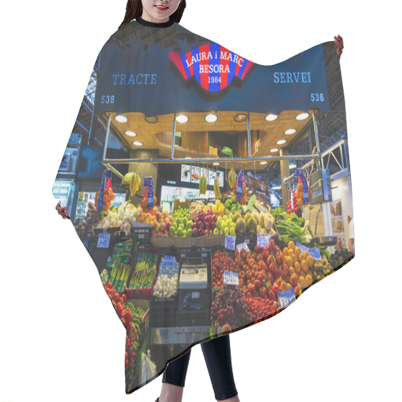 Personality  Fruit Stand In La Boqueria Market, Barcelona Hair Cutting Cape