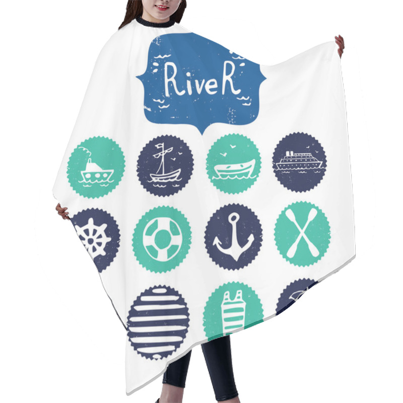 Personality  Set Of Hand Drawn River And Summer Hair Cutting Cape