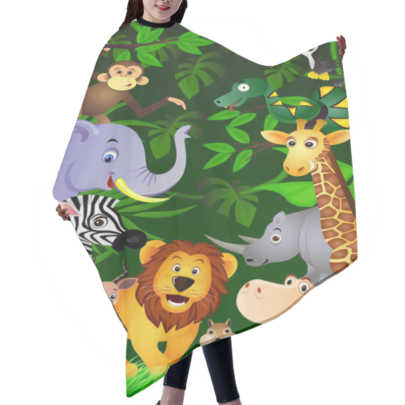 Personality  Animal Cartoon In The Jungle Hair Cutting Cape